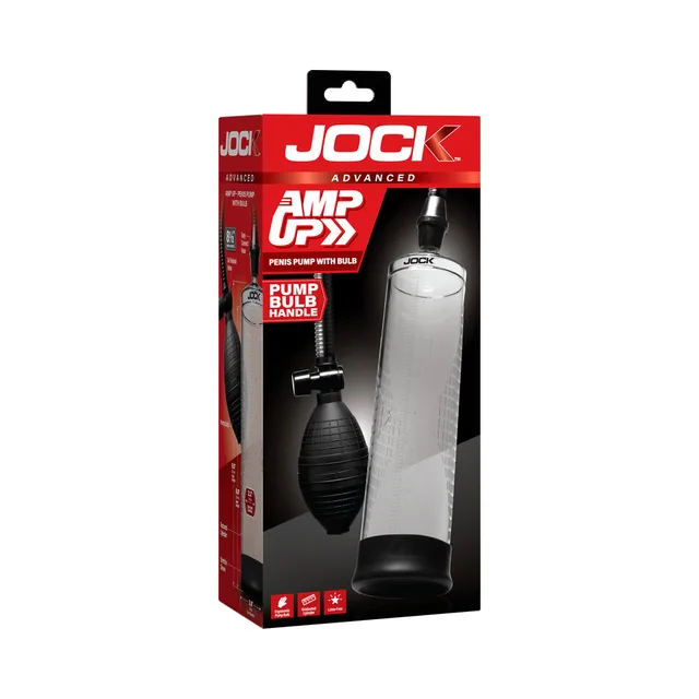 JOCK Amp Up clear cylinder pump with black squeeze bulb in box