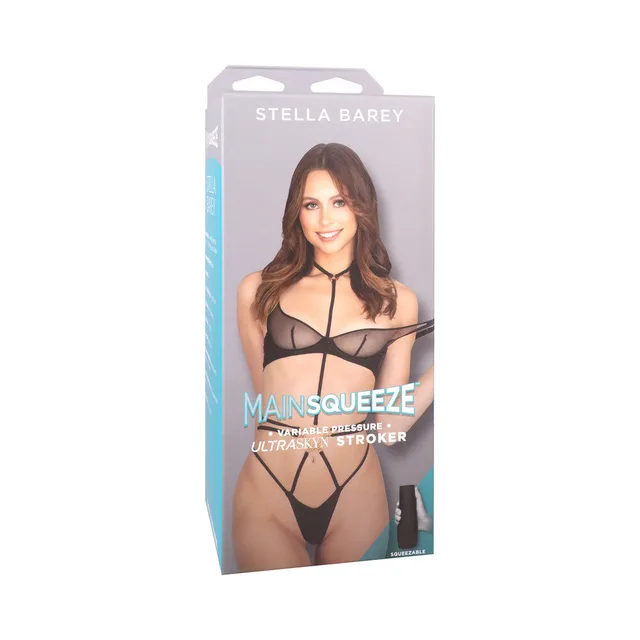 Stella Barey Main Squeeze ULTRASKYN stroker retail box with turquoise panel