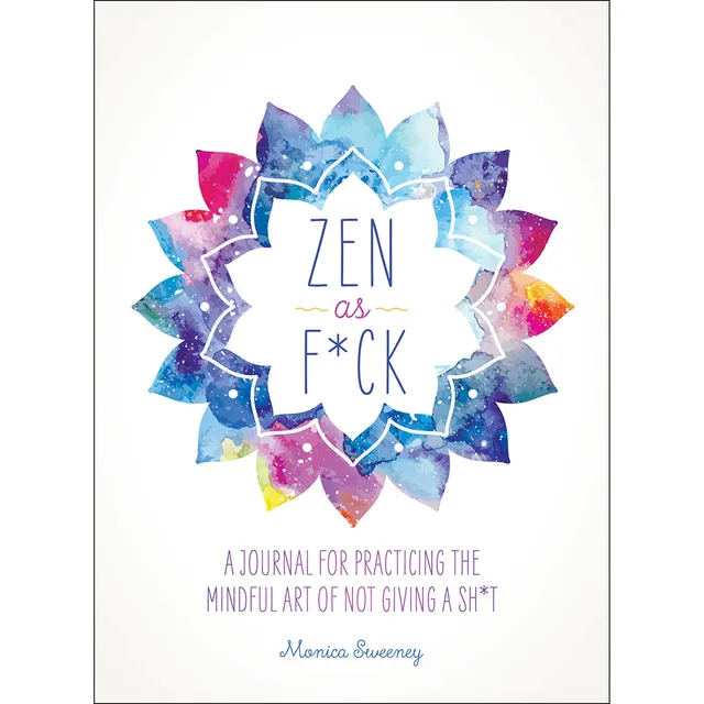 white Zen as F*ck journal cover with watercolor blue and purple lotus design