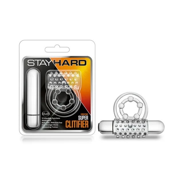 Blush Stay Hard Clear Ring and Silver Bullet in clear orange blister pack