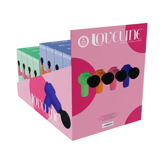 Rear view of LoveLine MicroBoost assorted massager display