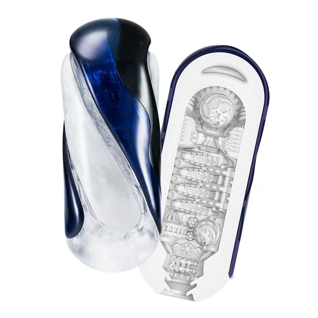 Open TENGA FLIP 360 with transparent textured sleeve exposed