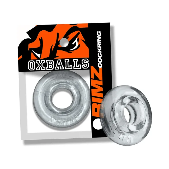 Clear Oxballs Rimz thick-profile ring beside branded package
