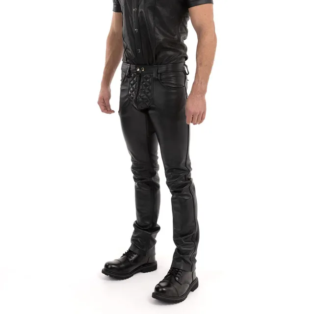 Three-Quarter view of black Prowler RED Rider Jeans in 35-inch waist