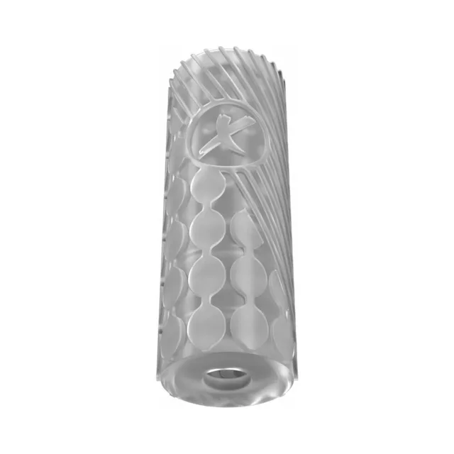 PDX Elite EZ Grip Clear TPE Stroker angled view with circular lower opening