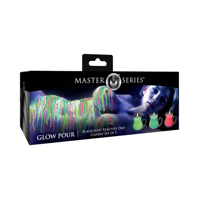 Master Series three-piece black drip candle set in retail box