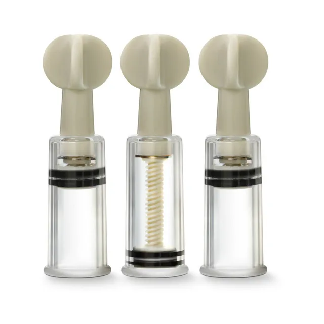 Three clear Temptasia cylinders with cream twist-top stems
