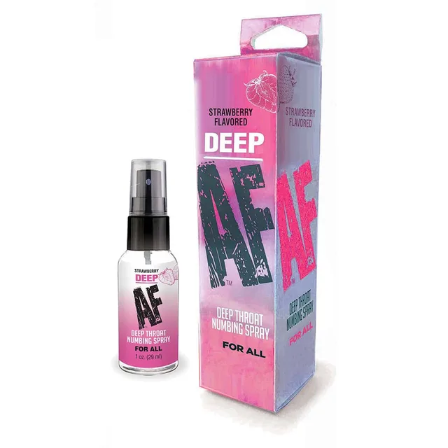 Deep AF Strawberry 1 oz spray bottle and retail carton