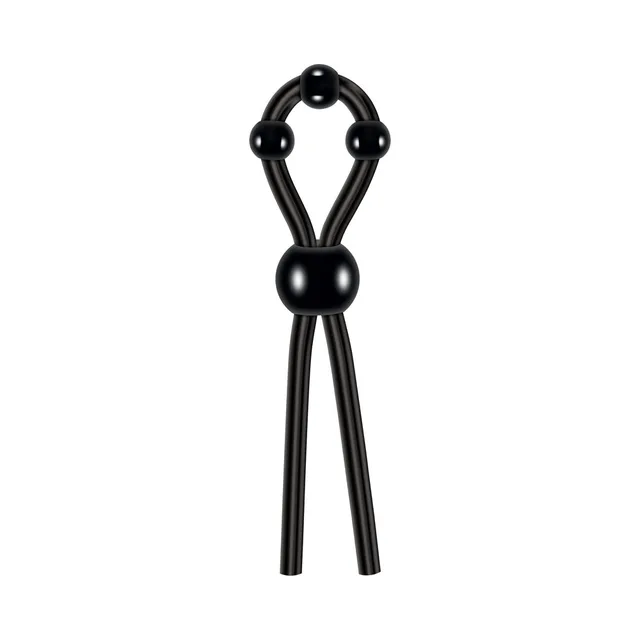 Zero Tolerance Ultimate black silicone lasso full-length loop with four accent beads, center slider and two strap ends