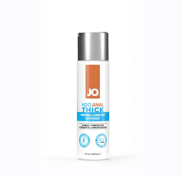 System JO H2O Anal Thick 4 fl oz clear pump bottle with orange and blue label