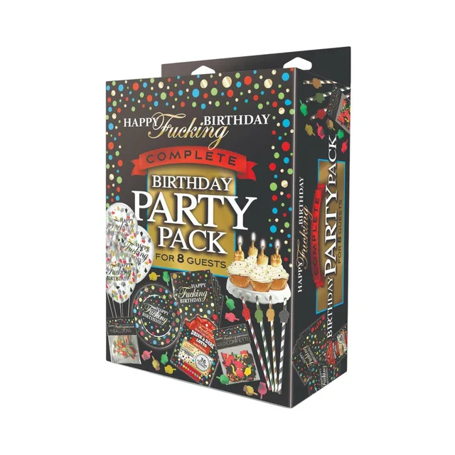 Happy Fucking Birthday boxed party pack for eight guests