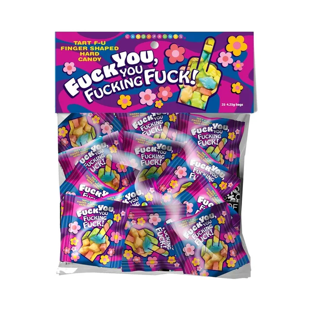 Large bag containing 25 Fuck You candy mini-packs