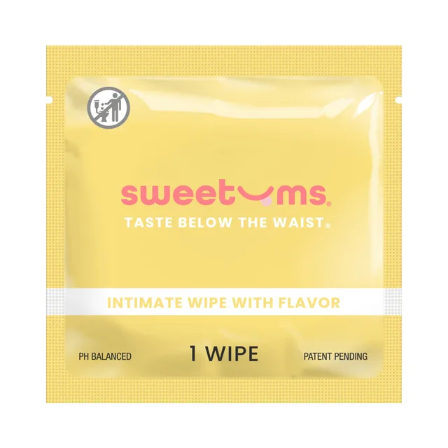 Sweetums Pina Colada intimate wipes single pina colada packet front view