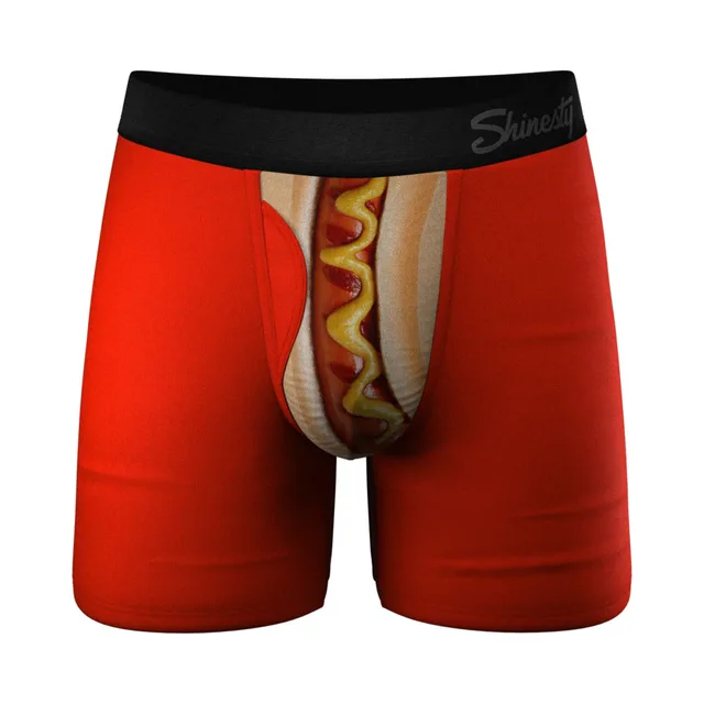 Front view of Shinesty Coney Islands size 2XL red hot-dog pouch underwear