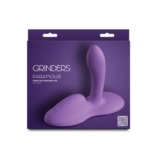 Purple Grinders Paramour vibrating pad in square retail box