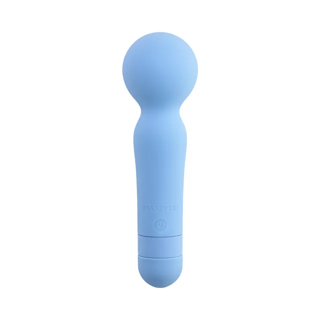 Front view of blue Iris Sky round-head wand