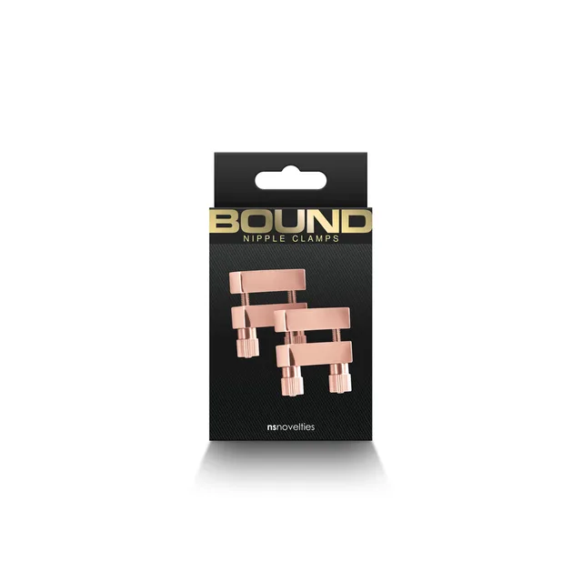 NS Novelties Bound V1 rose gold bar nipple clamps front retail package