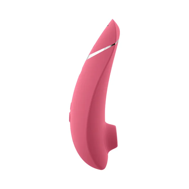 Front view of raspberry pink Womanizer Premium 2 with circular air opening