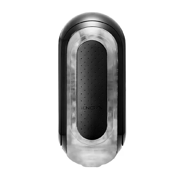 Tenga Flip Zero Black masturbator clear rounded shell with black oval panel and dotted surface details