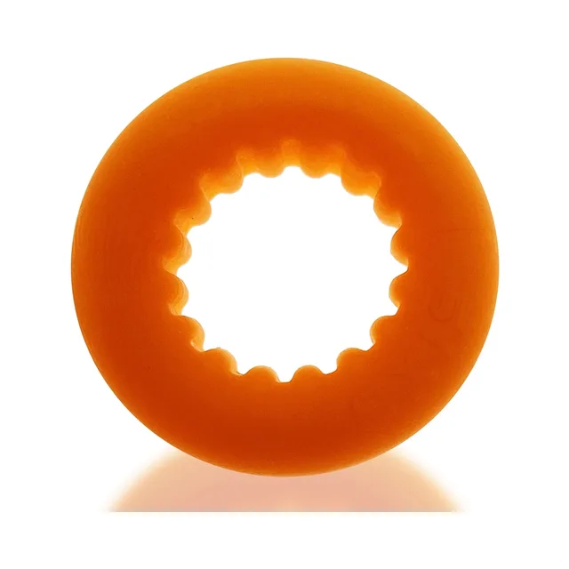 Front view of orange Axis ring with ribbed inner opening