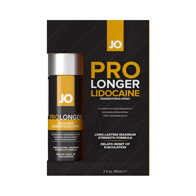 System JO Prolonger 2 oz spray pump bottle beside black-and-gold carton