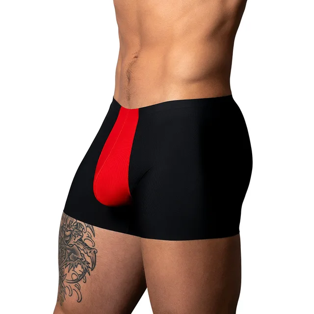 Male Power Hot Mesh size L black and red pouch short side view worn by model
