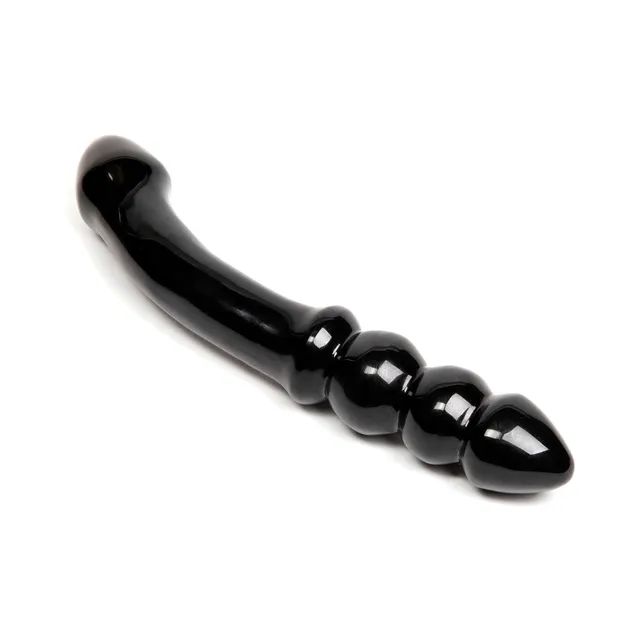 Angled view of glossy black Chakrubs Xaga Viper obsidian wand
