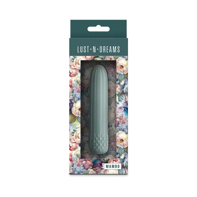Lust-n-Dreams Mambo sage-green silicone vibrator in floral window box
