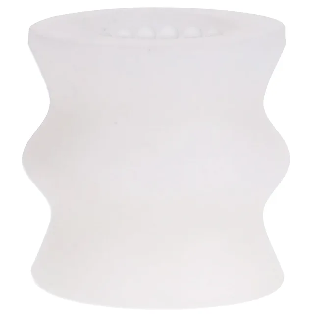 Side view of translucent hourglass-shaped stroker