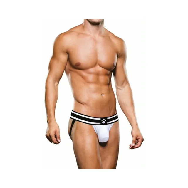 Front view of Prowler white-pouch jock strap size XL