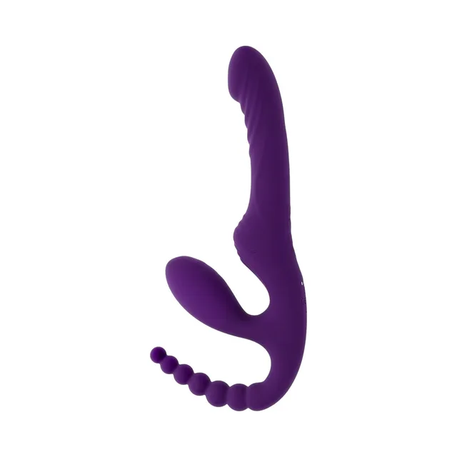 front view of purple Hug It Out with shaft arm and beaded tail