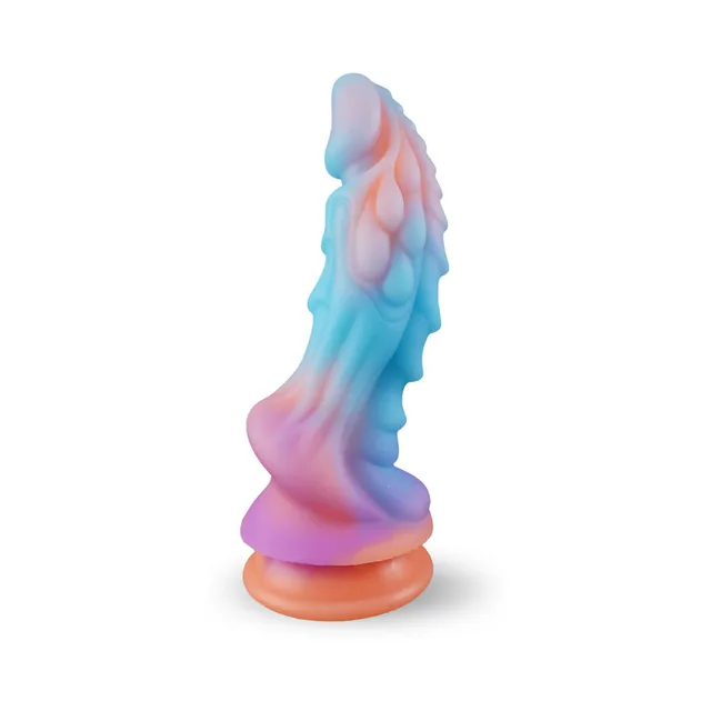 Camtoyz Siena pastel multicolor dildo upright front view of flowing sculpted ridges