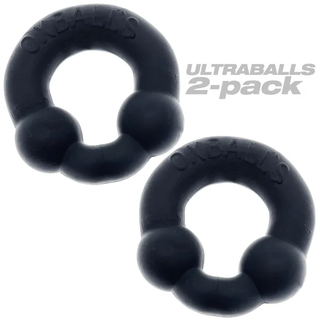 Two black Ultraballs rings with paired rounded nodules