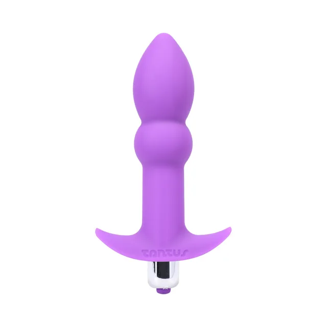 Front view of Lilac Perfect Plug Plus with bead and curved anchor base