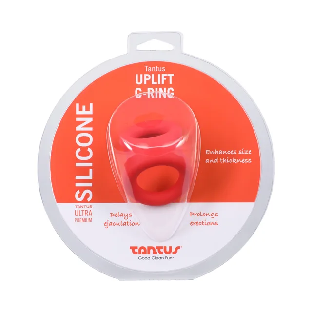Tantus Uplift Crimson silicone C-ring retail package