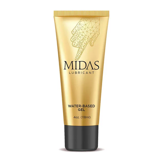 Gold Midas water-based gel 4 oz squeeze tube with black cap