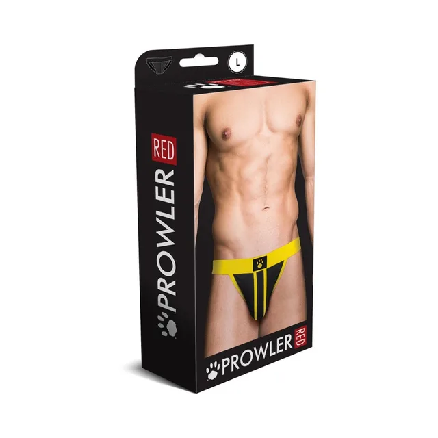 Prowler RED yellow-trim open-back jock size L retail box