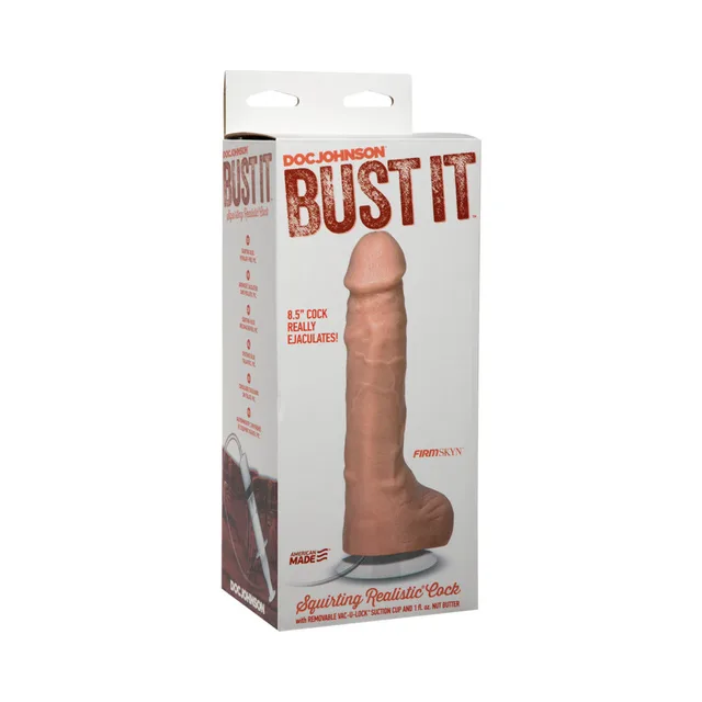 Doc Johnson Bust It Light Beige white retail box with product window