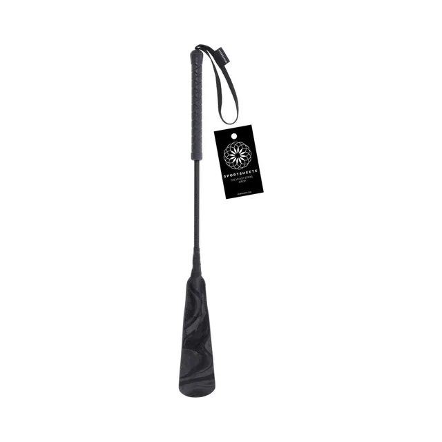 Black Sportsheets Velvet Noir Strike Crop with handle loop