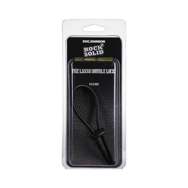 Rock Solid Black Silicone Double Lock Lasso in black blister card packaging