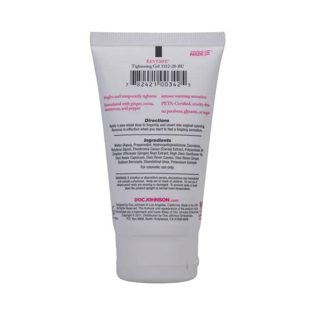 Doc Johnson Reverse 2 oz white squeeze tube back panel