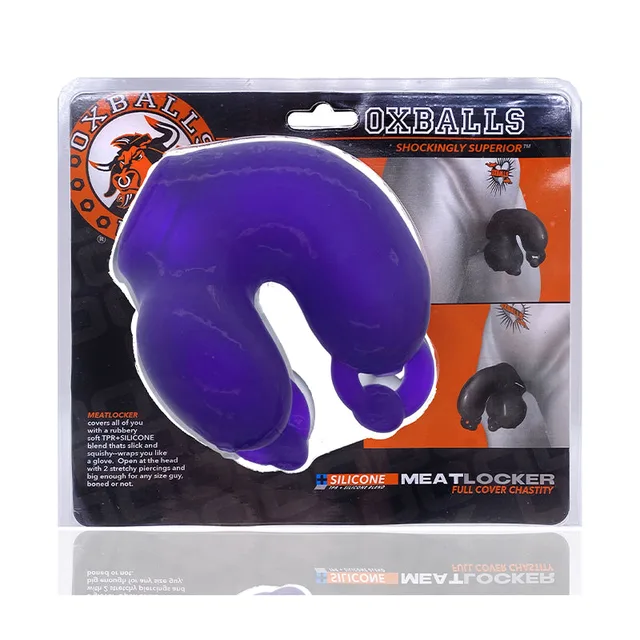 Eggplant purple Oxballs Meatlocker device in retail package