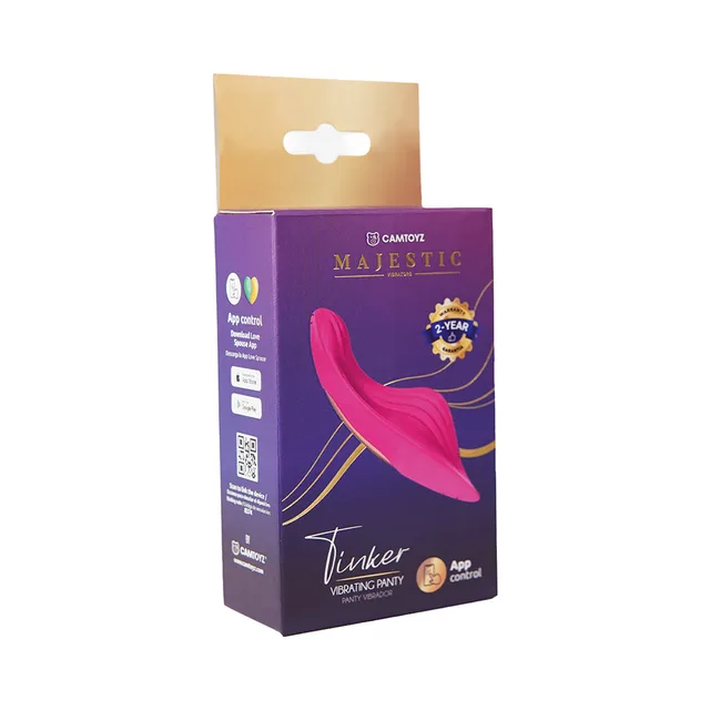 Camtoyz Tinker magenta app panty vibrator angled purple and gold retail box