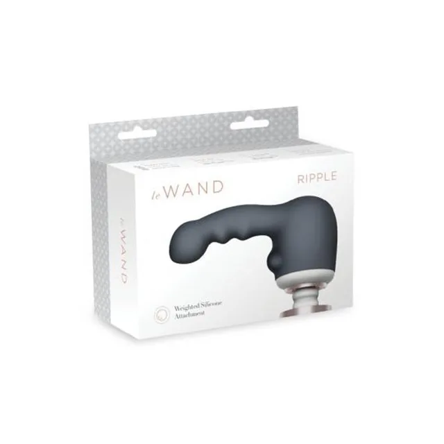 Gray Le Wand Ripple ridged silicone attachment in white window box