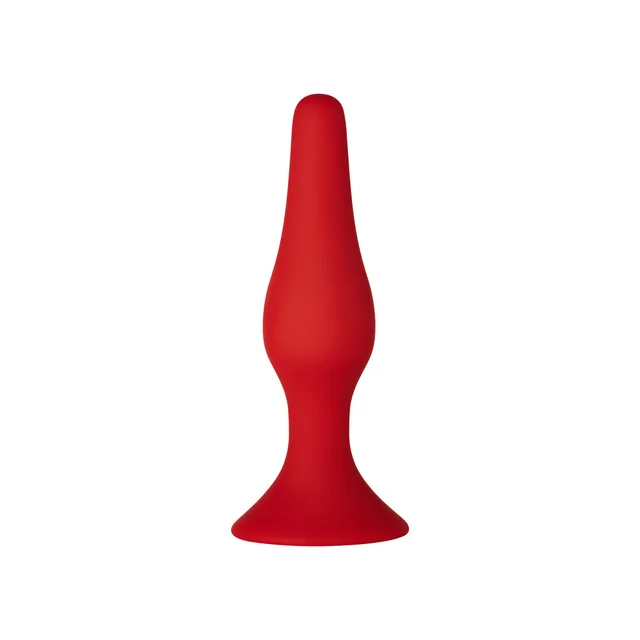 Front view of slim red F-11 Lungo anal plug