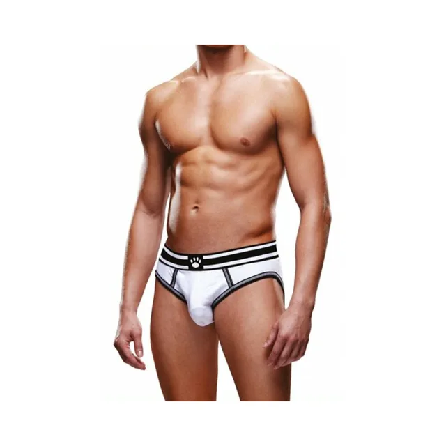 Front view of Prowler white-pouch brief with black edging size XL