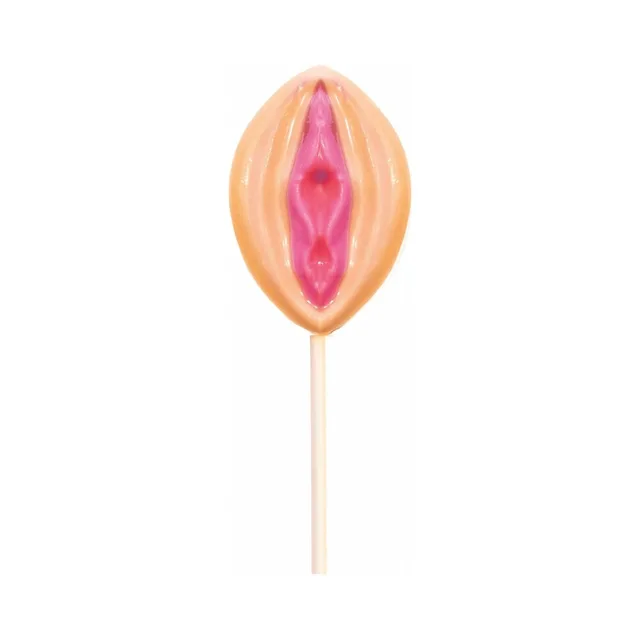Hott Products Strawberry Pussy Pop pink and peach candy on white stick