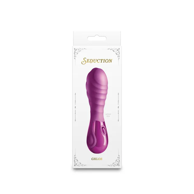 metallic pink Seduction Chloe rippled vibrator in white box