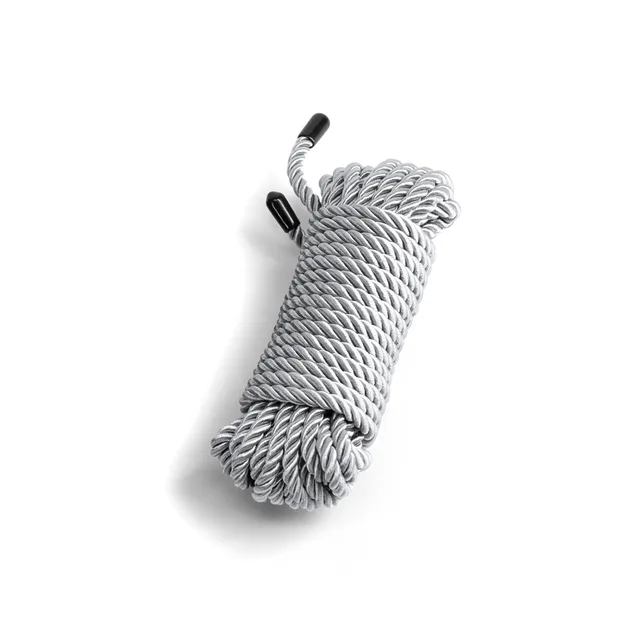 Coiled silver twisted rope with black finished ends