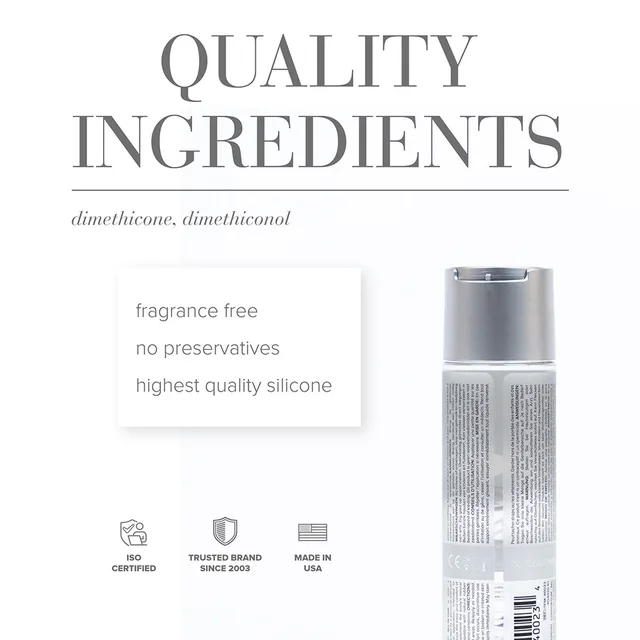 System JO fragrance-free bottle beside dimethicone ingredient graphic